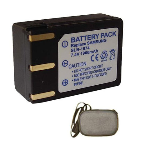 Extended Life Replacement Battery for Specific Digital Camera and Camcorder Models / Compatible with Samsung SLB-1974, SLB1974, Pro 815, Pro 815SE - Includes Hard Case Camera Bag