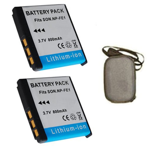 ValuePack (2 Count): Extended Life Replacement Battery for Specific Digital Camera and Camcorder Models / Compatible with Sony NP-FE1, NPFE1, Cyber-shot: DSC-T7, DSC-T7B, DSC-T7S - Includes Hard Case Camera Bag