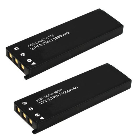 ValuePack (2 Count): Extended Performance Replacement Battery for Specific Digital Camera and Camcorder Models / Compatible with Casio NP-50, NP-50DBA, Exilim EX-V8, Exilim EX-V8SR, Exilim EX-V7, Exilim EX-V7SR