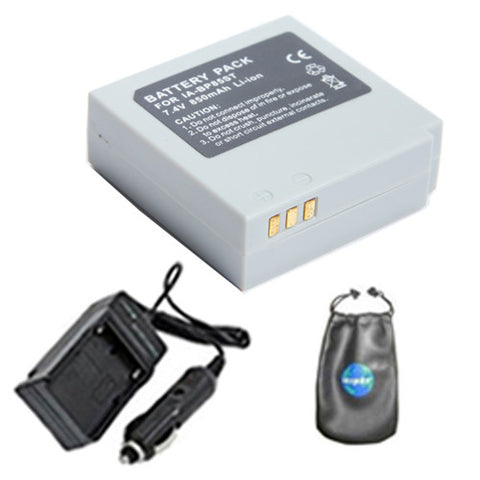 Amsahr Digital Replacement Digital Camera and Camcorder Battery PLUS Mini Battery Travel Charger for Samsung IA-BP85ST, BP85ST, SC-MX10P, SC-HMX10A - Includes Lens Accessories Pouch