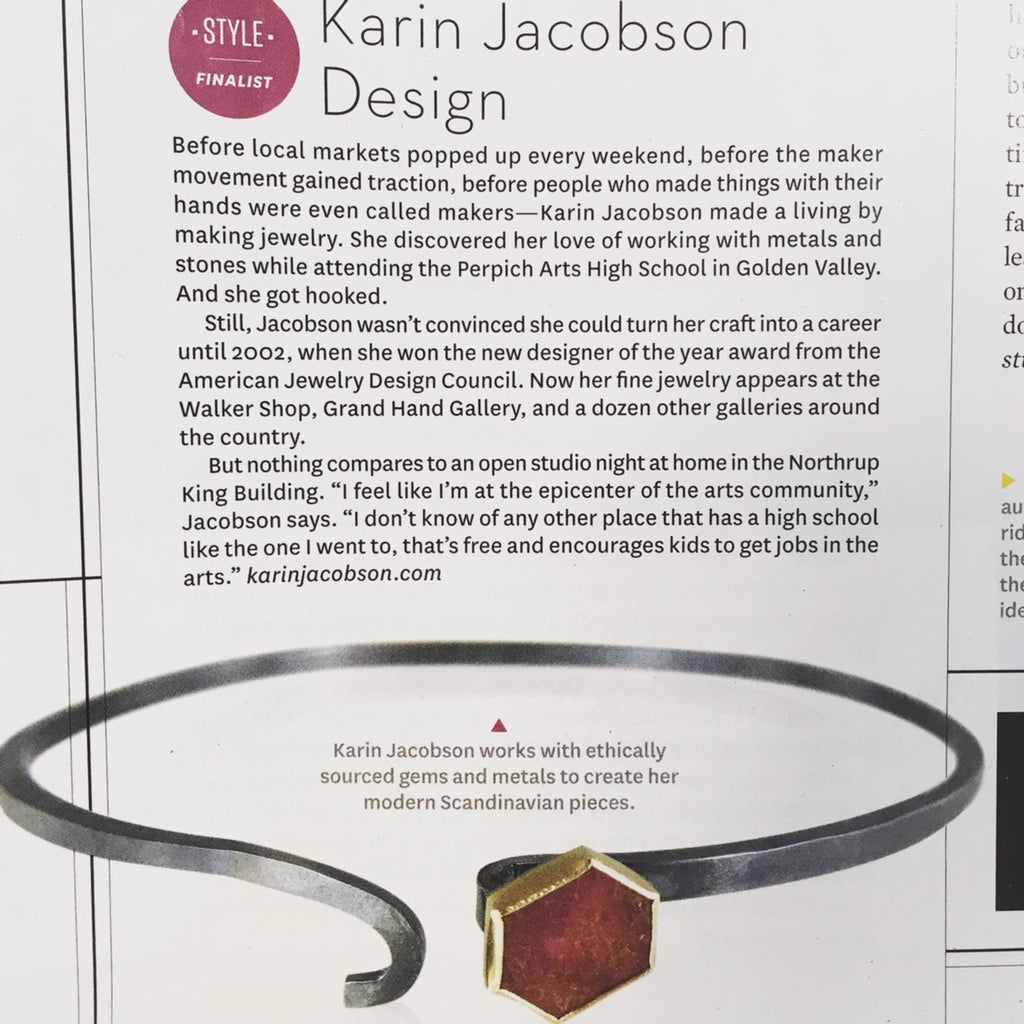 Karin Jacobson Jewelry Design Made in the North Awards finalist 2018