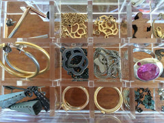 Muji drawer with dividers and jewelry close-up picture