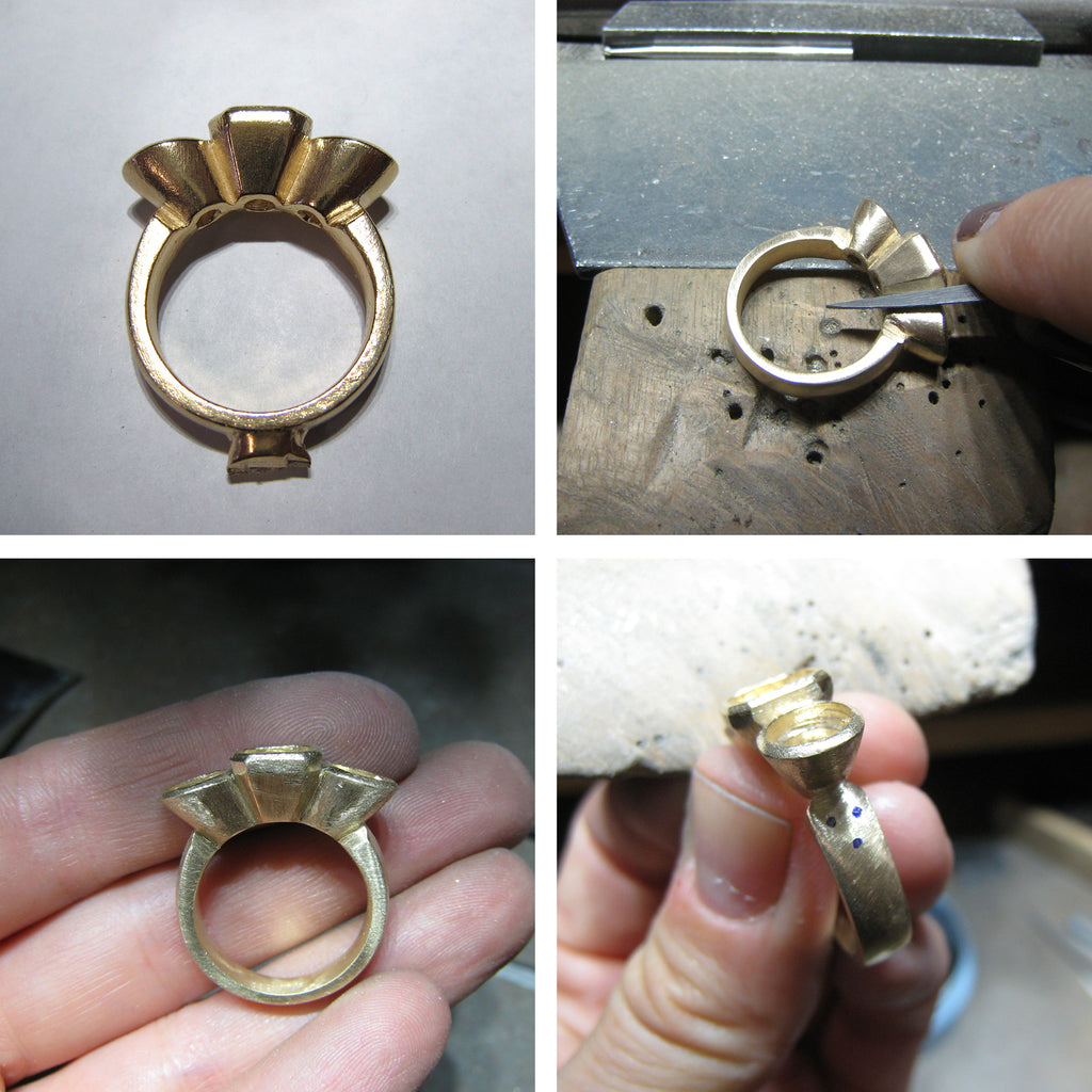 Karin Jacobson Jewelry Design finishing a custom diamond wedding ring