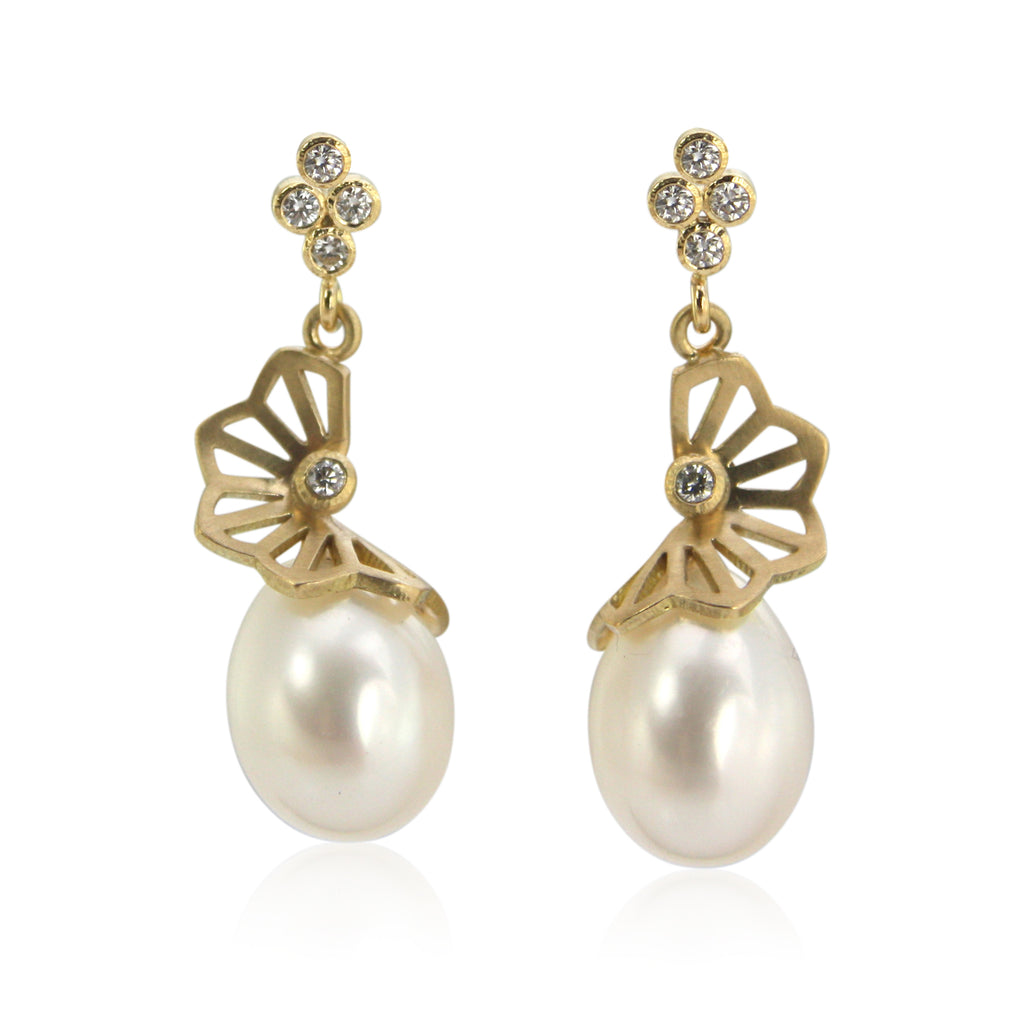 Karin Jacobson Jewelry 18k fan pearl drops