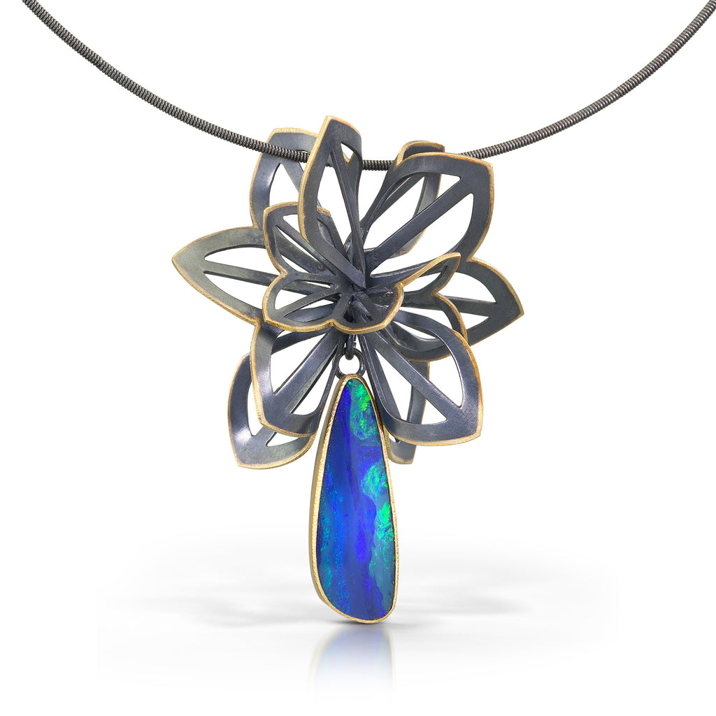 Karin Jacobson Jewelry australian opal origami necklace