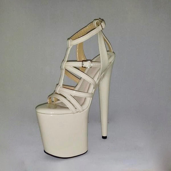 cream patent heels
