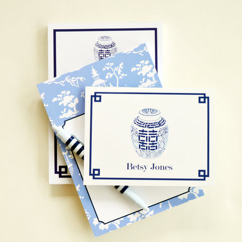 Double Happiness Jar Personalized Folded Notecard from WH Hostess