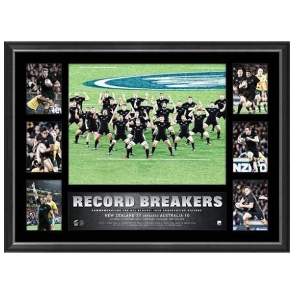 All Blacks Rugby Union 2016 Record Breakers 18 Wins World Record Tribute Frame 