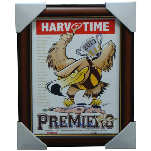 Hawthorn 2013 Premiers Afl Harv Time Limited Edition Print Framed Hodg