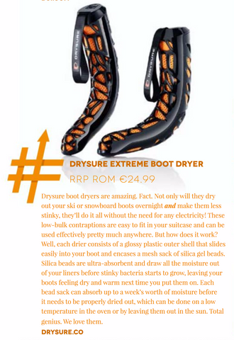 Drysure Extreme Boot Dryer have been featured in Morzine's Source Magazine winter 2017 & 2018