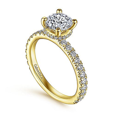 thin band yellow gold engagement ring