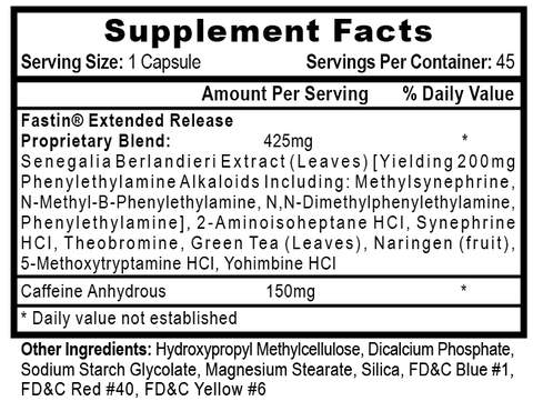 Fastin-XR Supplement Facts