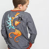 Koi Fish Organic Stretch French Terry RAPPORT, Gray by Ommellinen