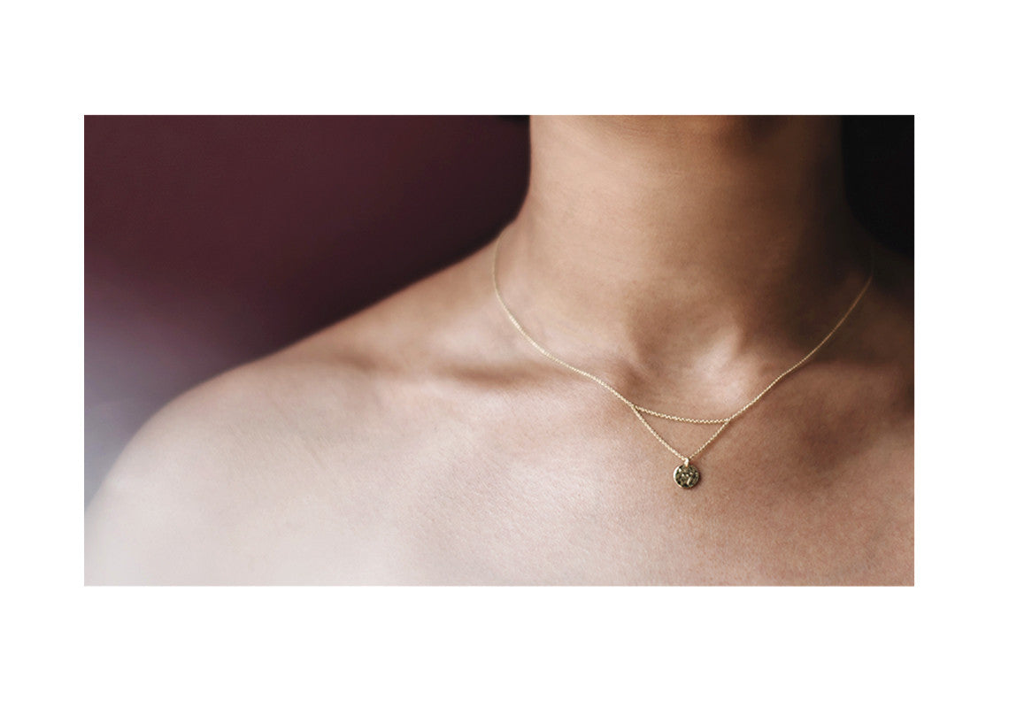 Delicate minimalist necklace in 14k gold and silver