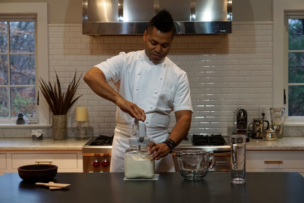 Chef Marlon churning butter with Churncraft