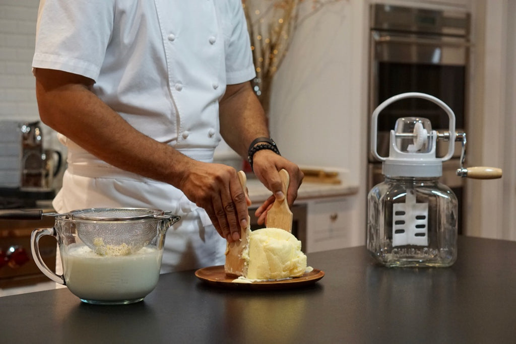 Shaping homemade butter from Churncraft