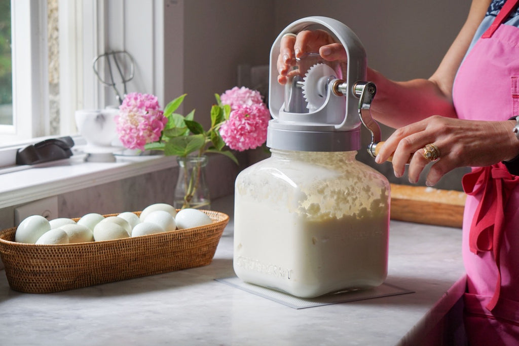 Butter churn on kitchen counter