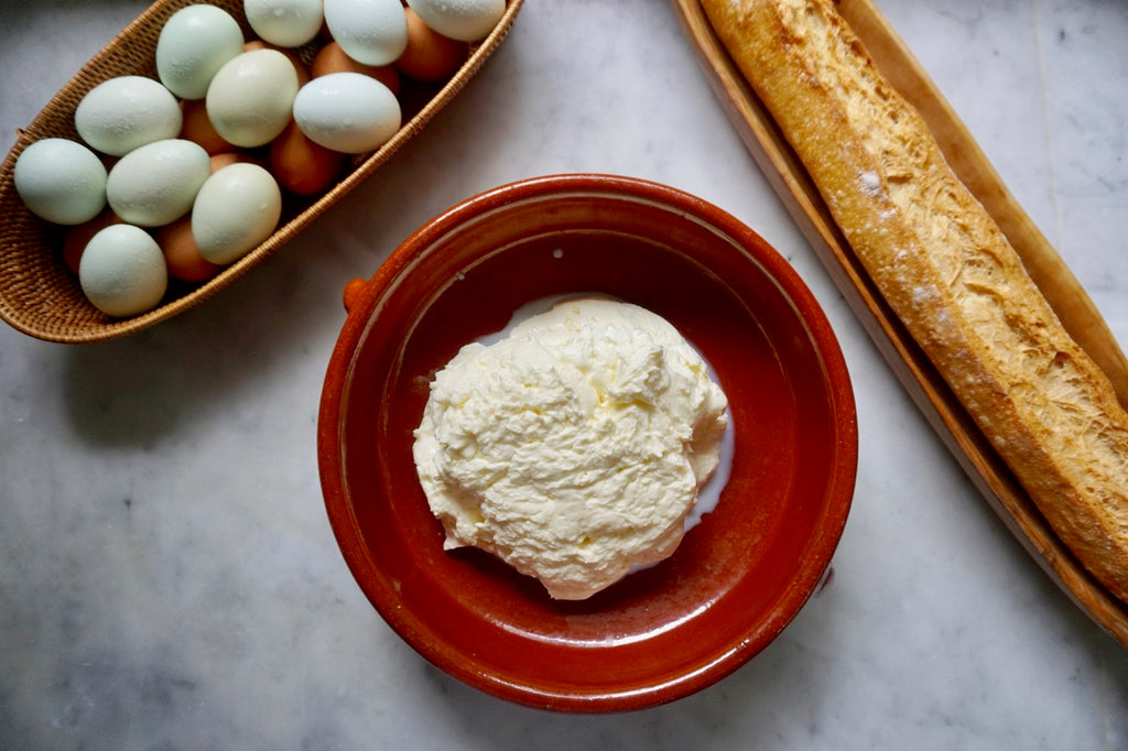 Fresh, homemade butter and baguette