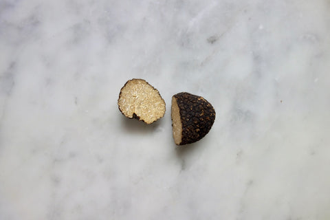 Black burgundy truffle cut open