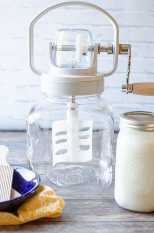 Butter churn on counter