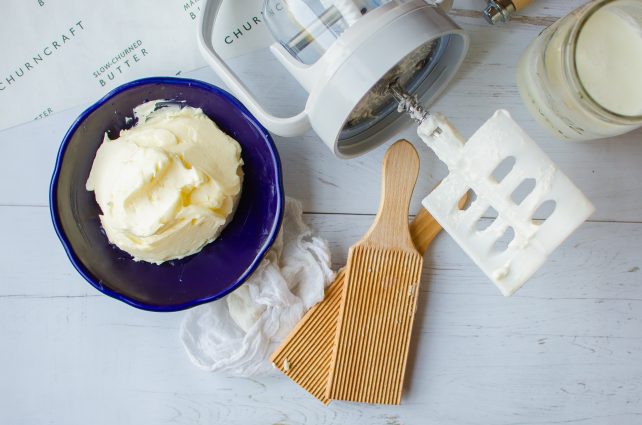 Butter churn with fresh butter