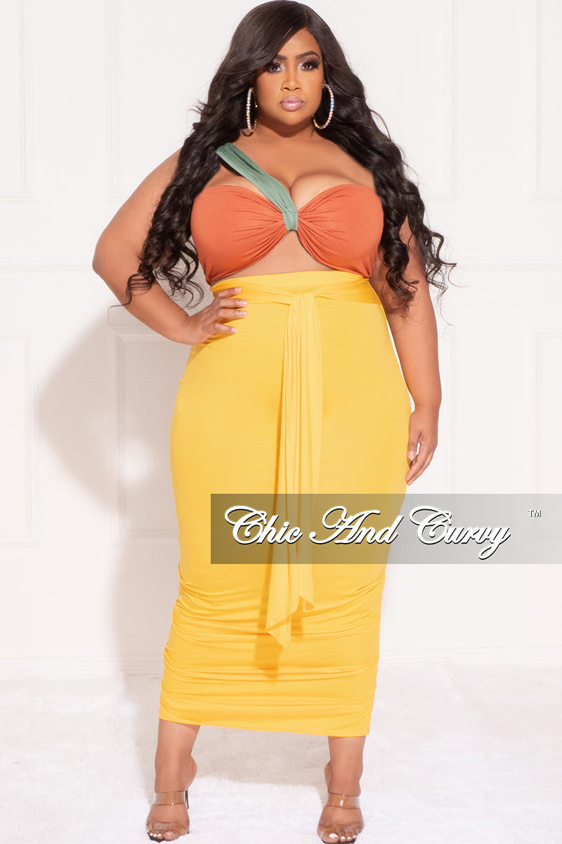 Final Plus Size 2pc One Shoulder Front Crop Top and – Chic And Curvy
