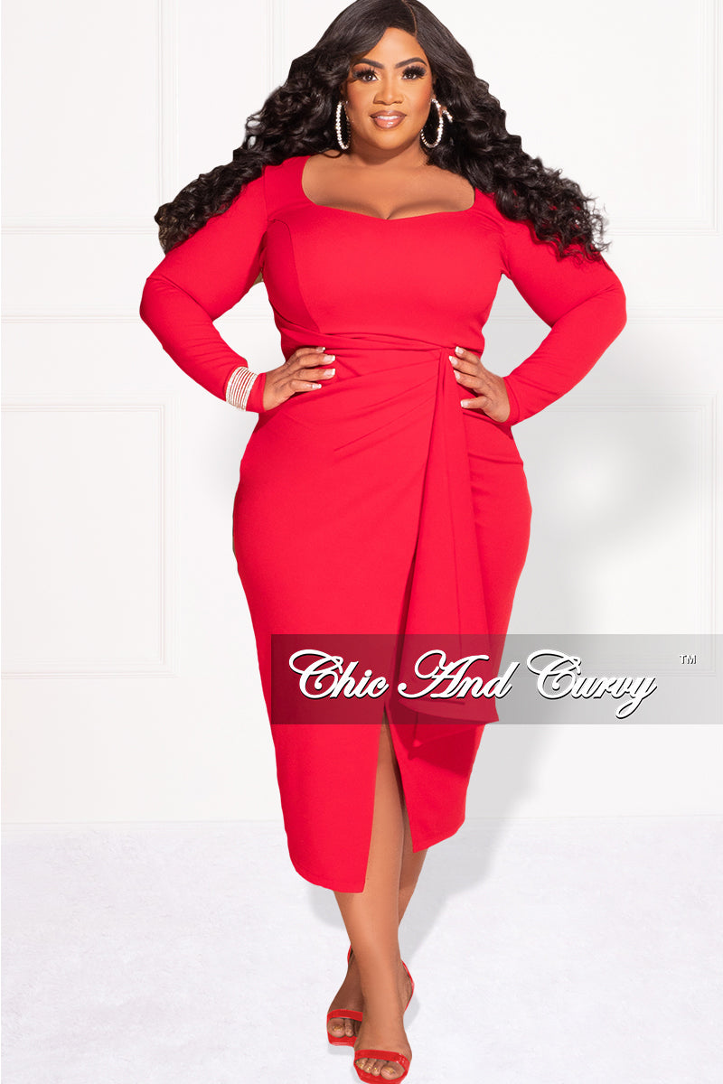 Available Online Only - Final Plus Size BodyCon Dress with Wrap – Chic Curvy