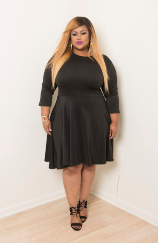 plus size black skater dress