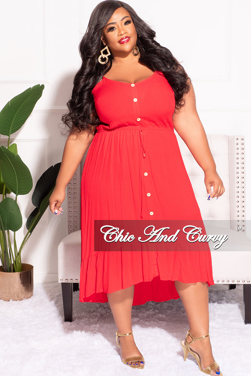 Plus Size Spaghetti Strap Dress in Red – Chic And Curvy