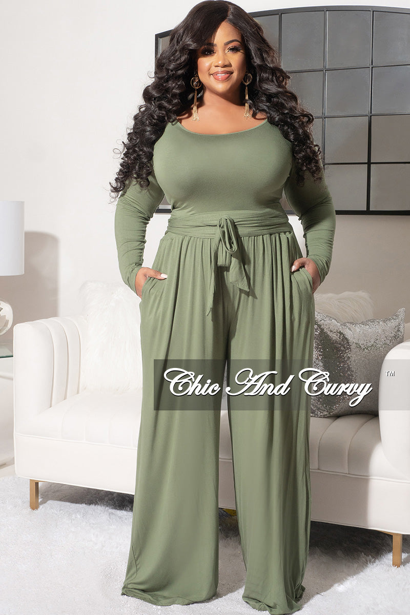 Final Sale Plus Size 2pc Crop Top and Palazzo Pant Set in Sage – Chic And  Curvy