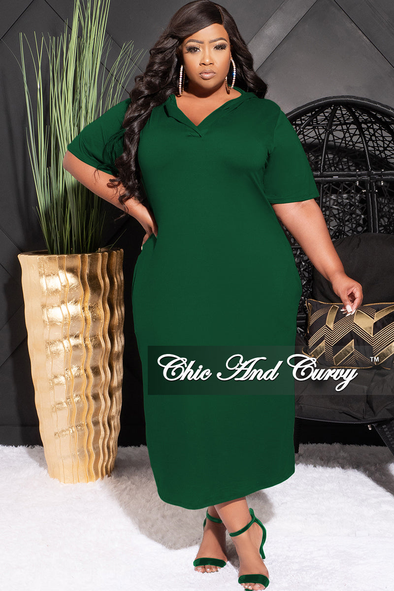 Final Sale Plus Size Hooded Midi Dress with Distress Back in – Chic And Curvy