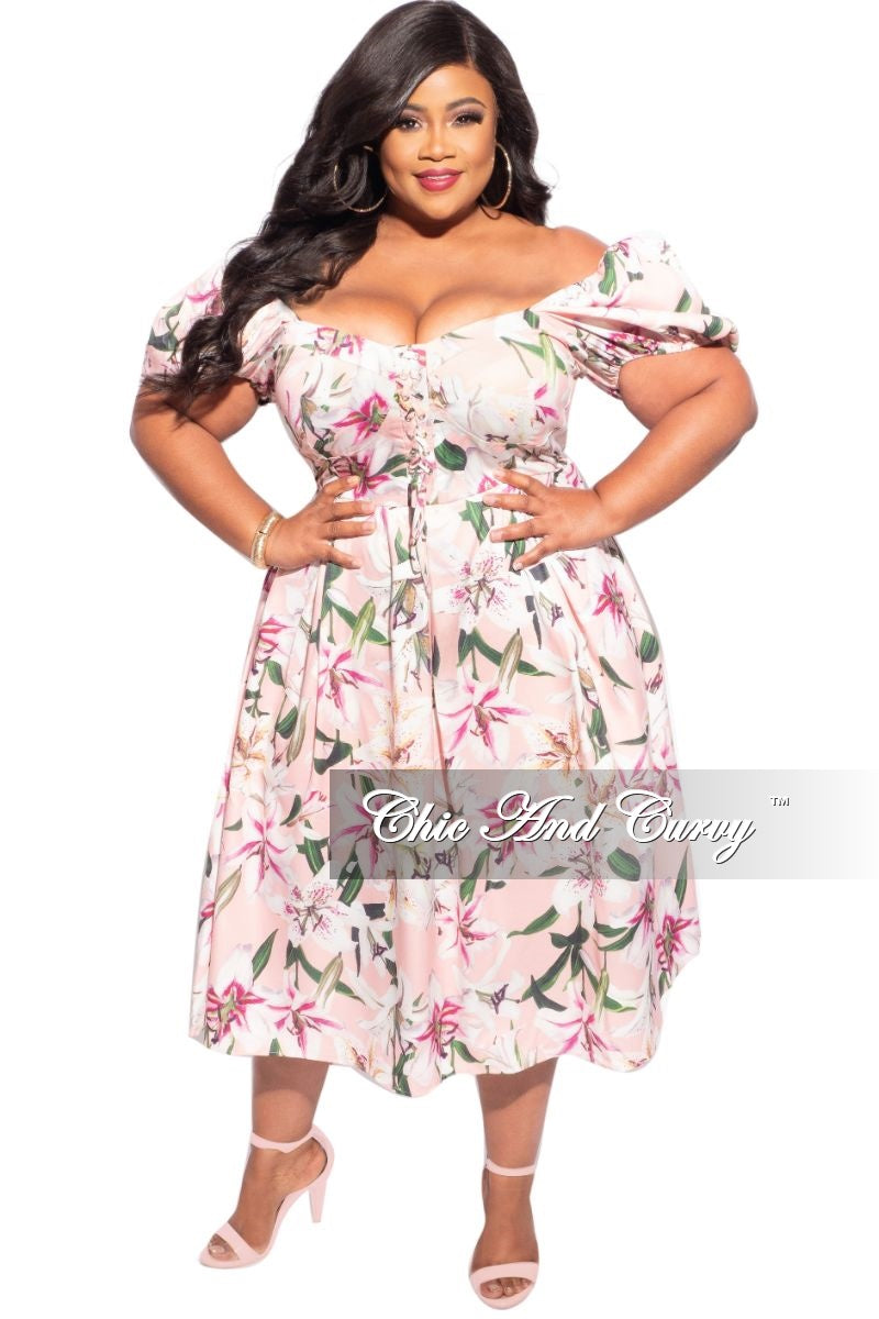 Gnide Håndskrift svært Final Sale Plus Size Off the Shoulder Dress in Pink & White Floral Pri –  Chic And Curvy
