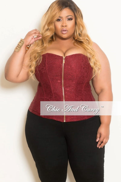 Præfiks Perforering I nåde af Final Sale Plus Size Strapless Zip Up Bustier Corset Top in Maroon – Chic  And Curvy