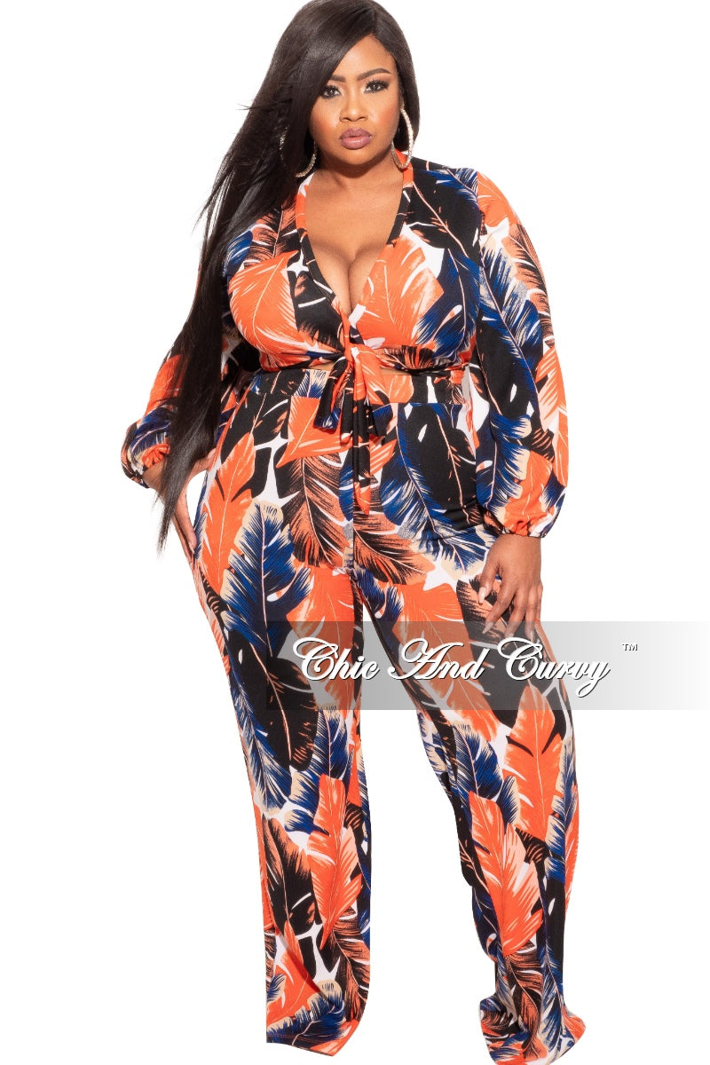 Final Sale Plus Size 2-Piece Crop Top and Palazzo Pant Set in Rust & N –  Chic And Curvy