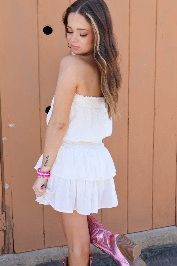 Everyday Happiness Strapless Romper