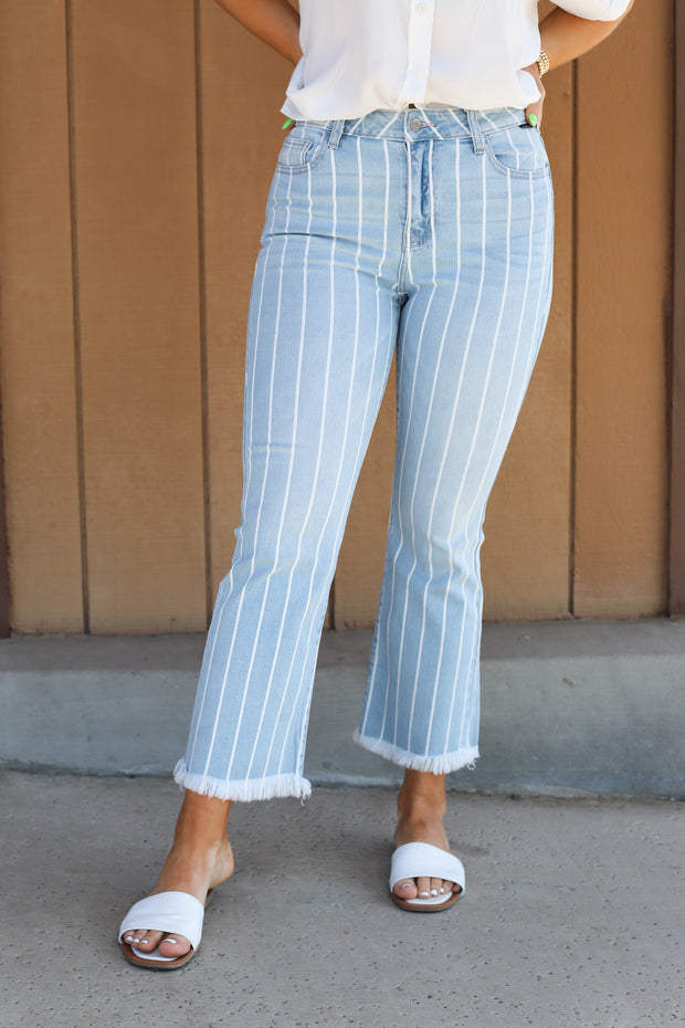 Taylor Striped Cropped Jeans - Cenkhaber