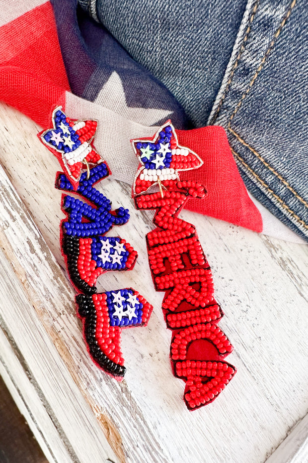 America Y'all Beaded Earrings - Mohebina laemeh