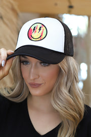 Lightning Smiley Face Trucker Hat - Cenkhaber