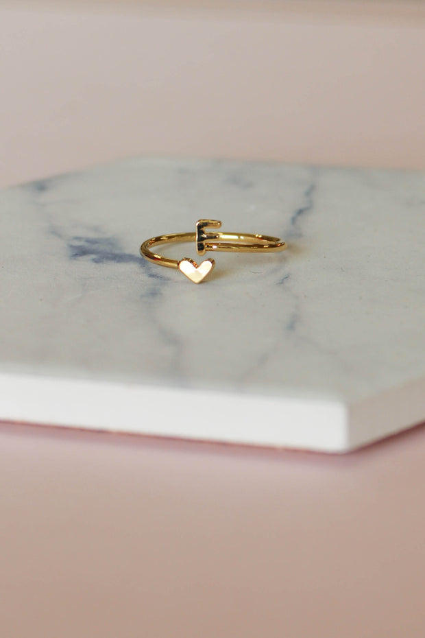 Heart Initial Ring: Gold - Cenkhaber