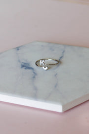 Heart Initial Ring: Silver - Mohebina laemeh