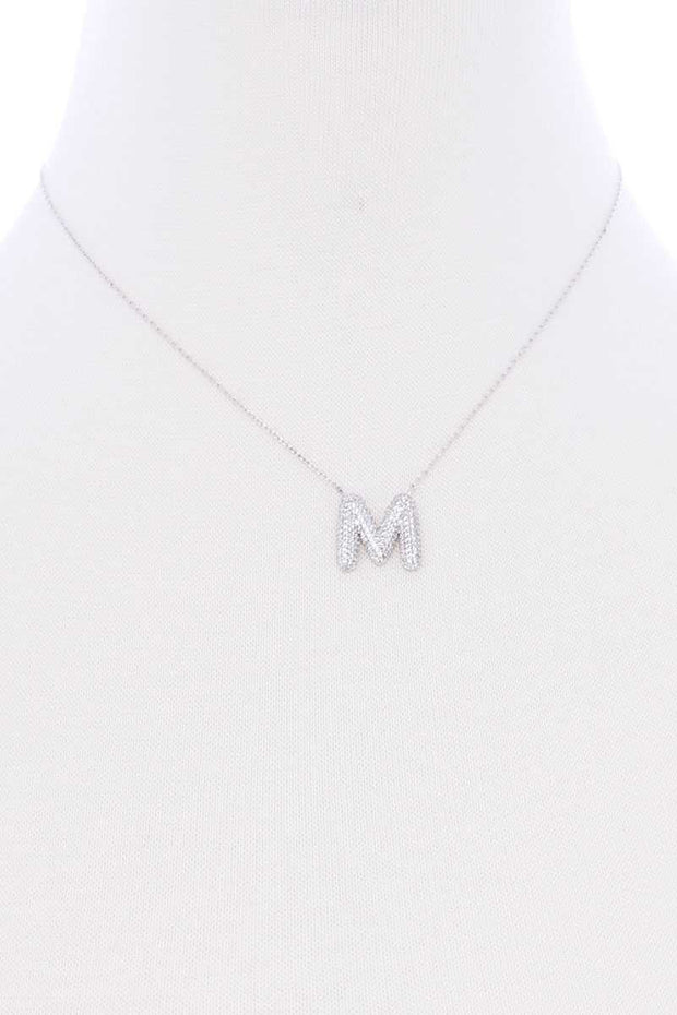 Rhinestone Initial Necklace - Cenkhaber