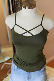 Strapped Front Cami: Olive - Cenkhaber