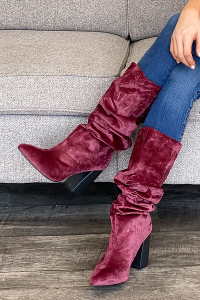 Lottery Boots: Burgundy Velvet - Cenkhaber