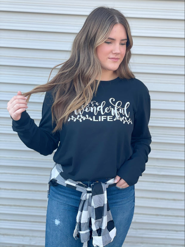 It's a Wonderful Life Long Sleeve: Black - Cenkhaber