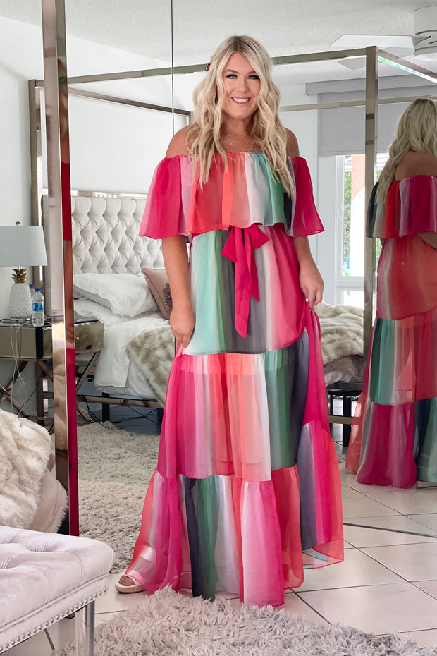 Watercolor Wishes Maxi Dress: Pink - Mohebina laemeh