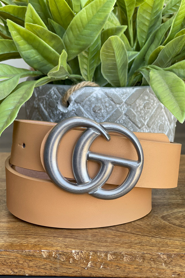 GG Belt: Tan / Flat Silver - Mohebina laemeh