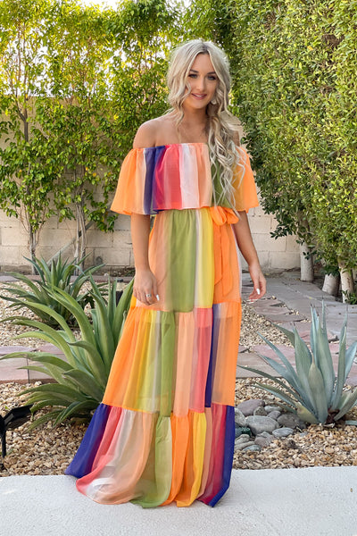 Watercolor Wishes Maxi Dress: Orange - Mohebina laemeh