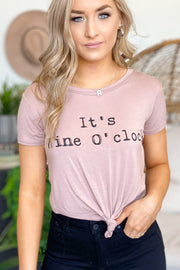 Wine O'clock Graphic Tee: Pink - Cenkhaber