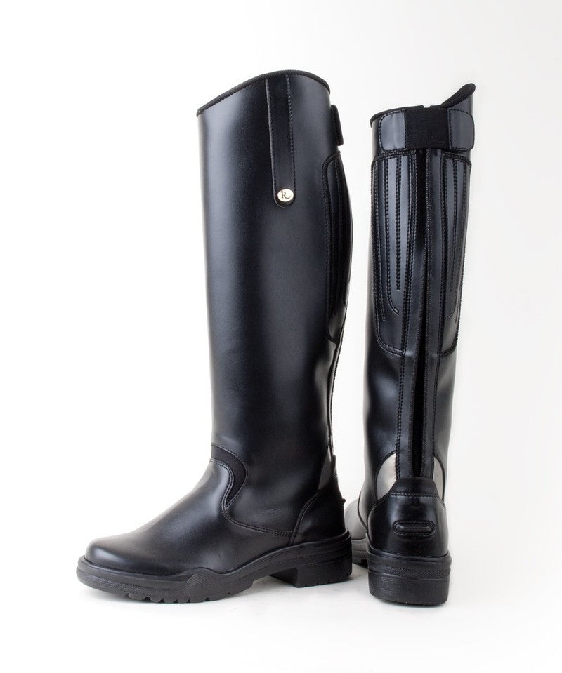 Brogini Modena Long Synthetic Leather Riding Boots Zip Up Black Vegan Friendly 