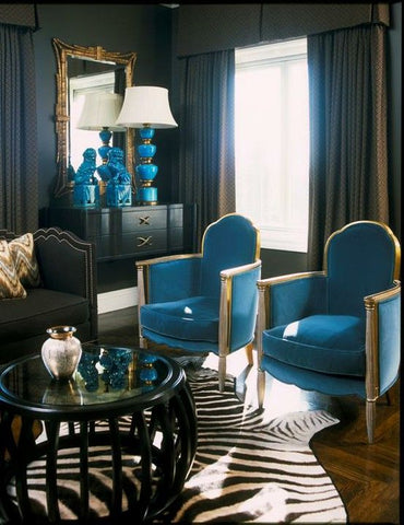 zebra rug elegant living room 